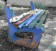 Red, White and Blue Concrete Park Bench - Yarraville Team colours